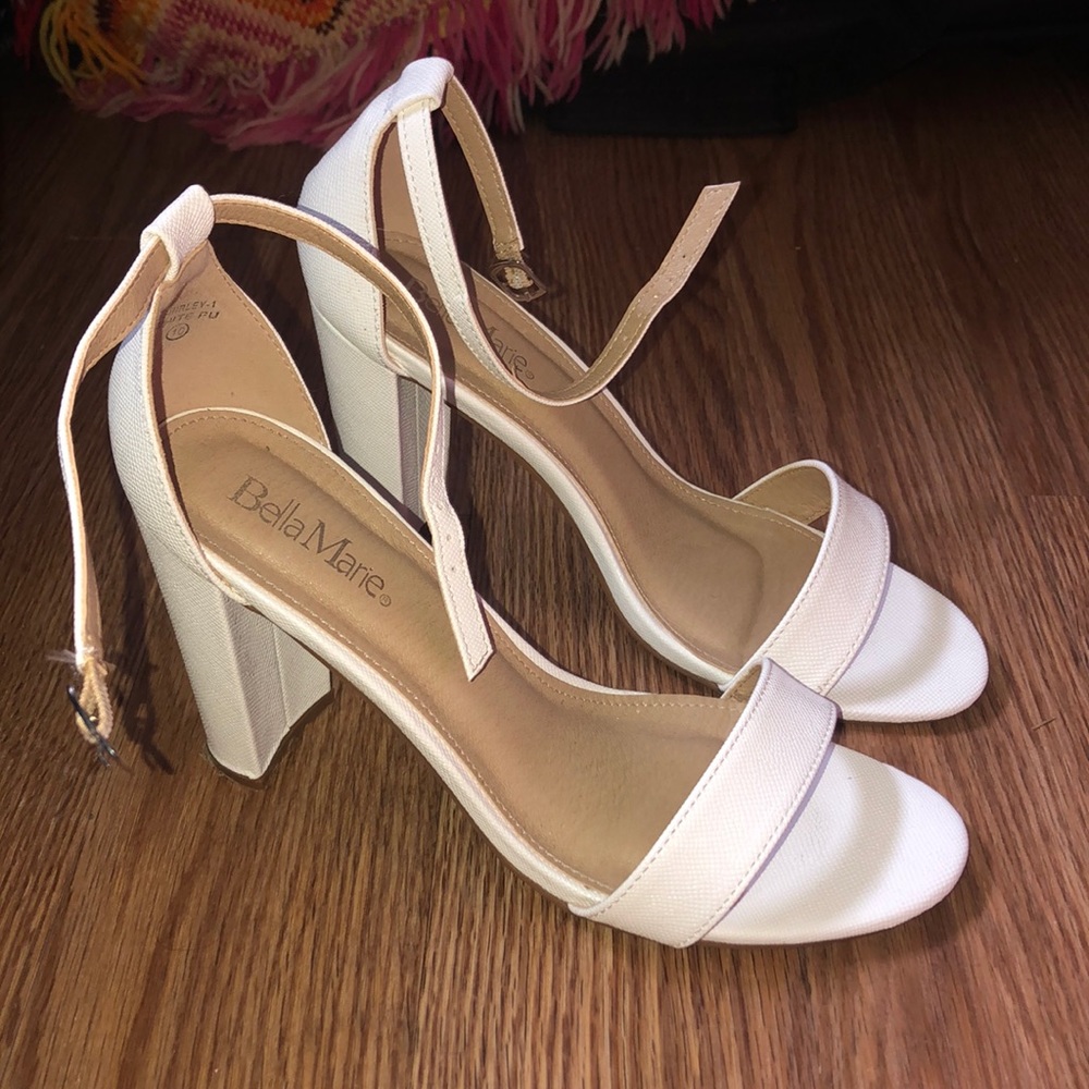 White strap heels